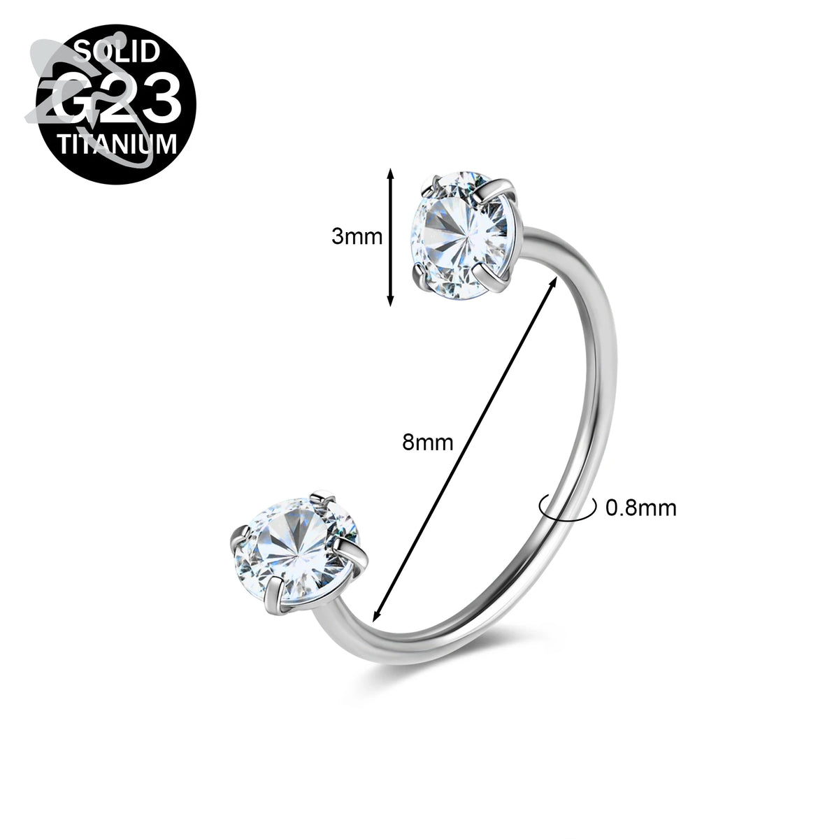 Collection Prestige™ – Piercing Fer à Cheval en Titane G23 avec Cristaux CZ Colorés