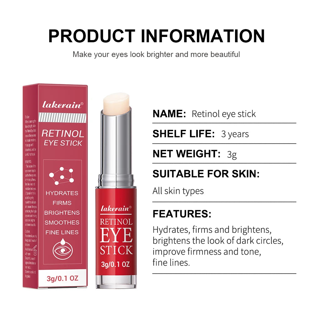 Crème Contour des Yeux au Rétinol – Éclaircissante Anti-Cernes, Raffermissante, Sérum Réparateur Instantané en Stick pour Femme