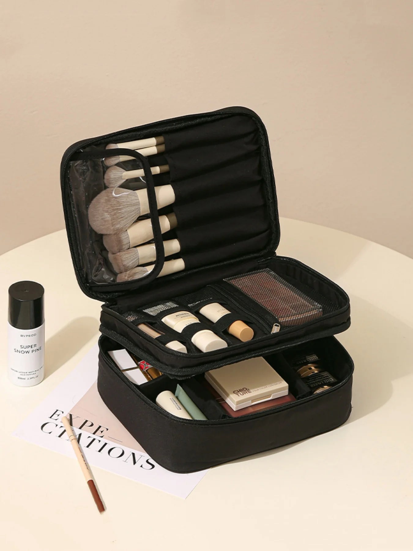 ✨ Trousse de Maquillage Premium Grand Format – Organisateur de Voyage Élégant & Multifonction