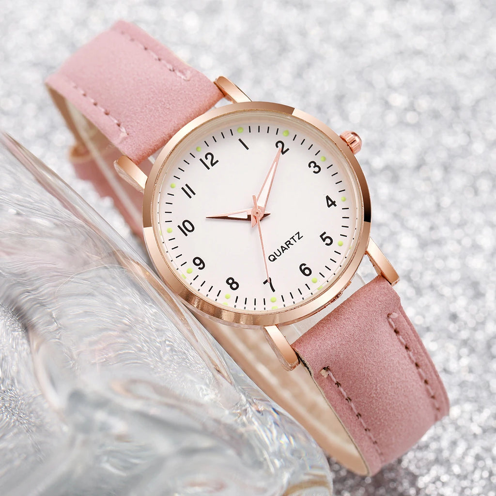 Montre Femme Tendance Décontractée – Bracelet en Cuir, Mouvement Quartz