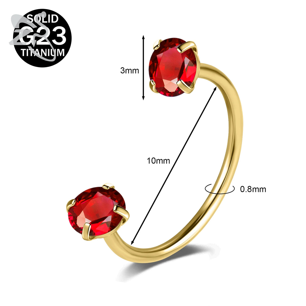 Collection Prestige™ – Piercing Fer à Cheval en Titane G23 avec Cristaux CZ Colorés