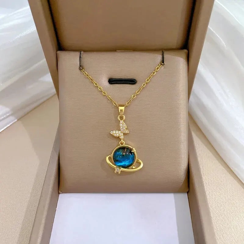 Collier Constellation Luxe – Planète et Lune