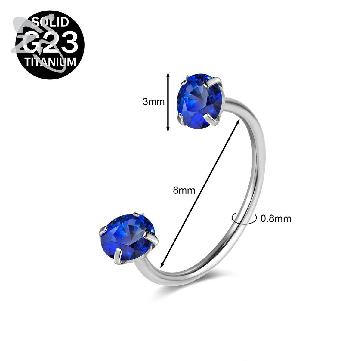 Collection Prestige™ – Piercing Fer à Cheval en Titane G23 avec Cristaux CZ Colorés
