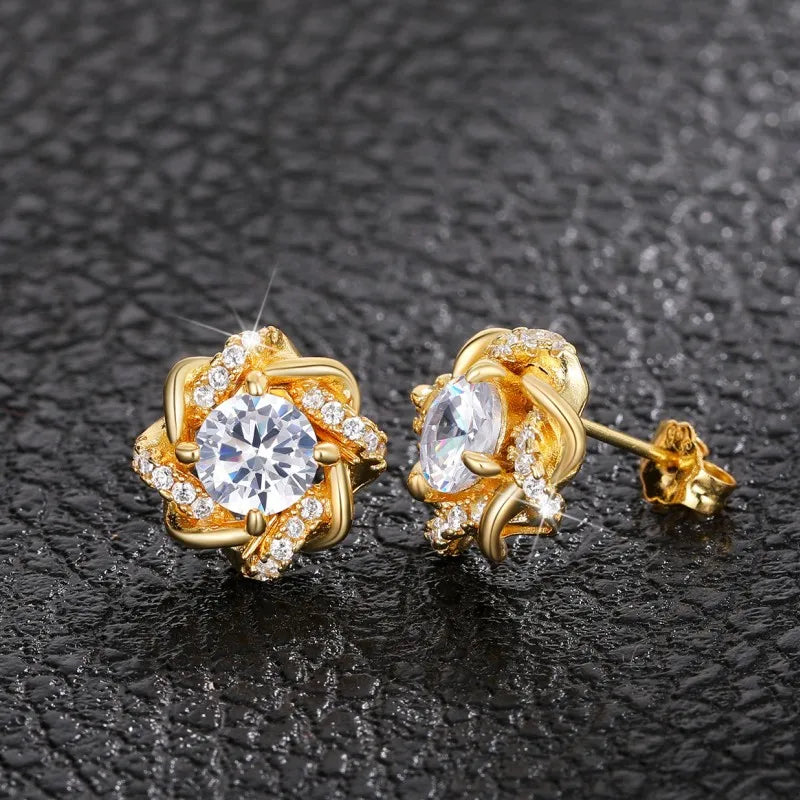 Éclat Royal™ – Boucles d’Oreilles Florales Dorées