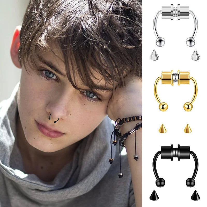 Collection Prestige™ – Lot de 5 Anneaux Septum Magnétiques Élégance