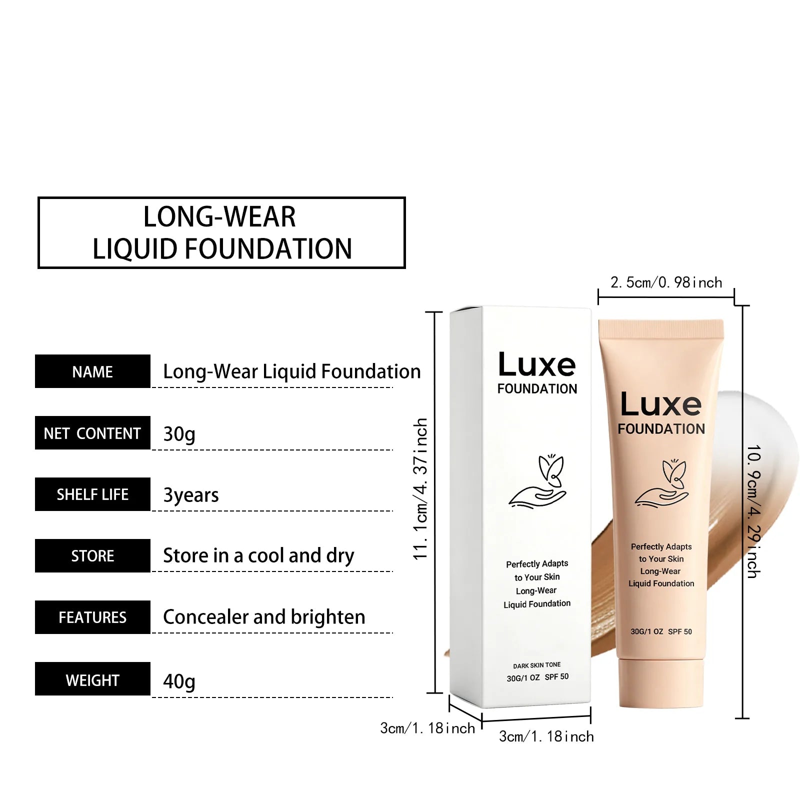 Fond de Teint Haute Perfection SPF 50 – Teint Unifié & Couvrance Naturelle