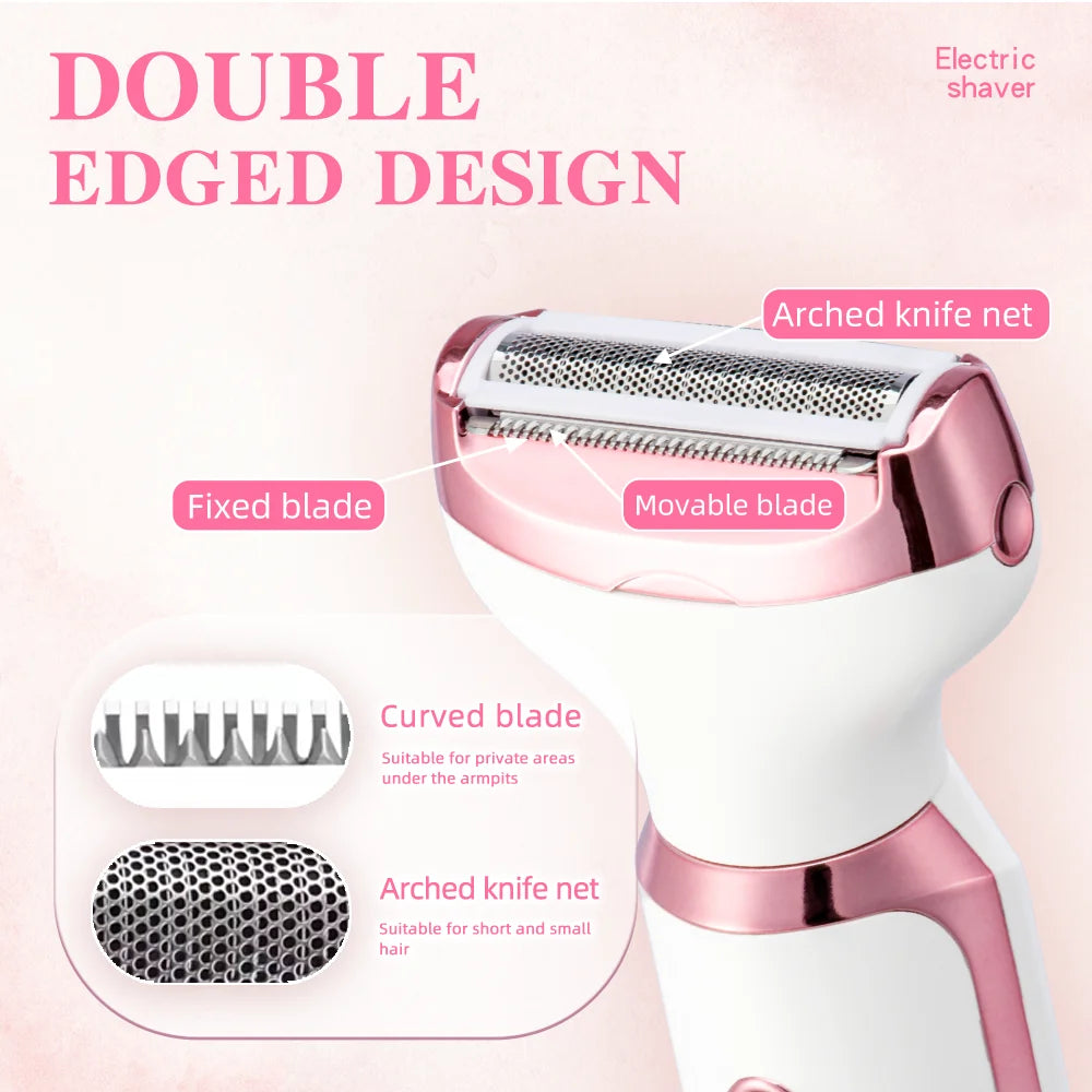 🪒 AquaSilk Elite™ | Rasoir Électrique 4-en-1 Rechargeable – Visage, Corps, Jambes, Aisselles & Maillot ✨💧