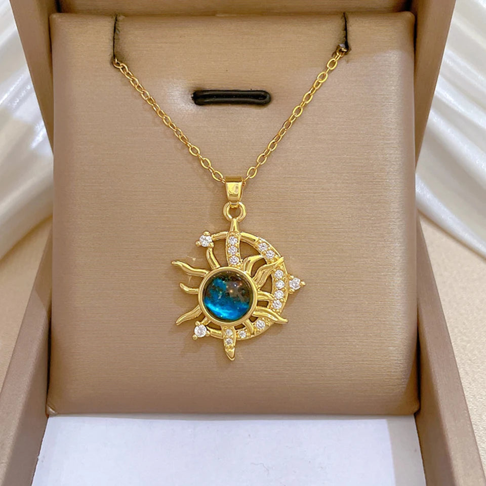 Collier Constellation Luxe – Planète et Lune