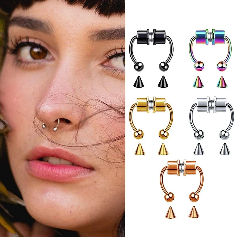 Collection Prestige™ – Lot de 5 Anneaux Septum Magnétiques Élégance