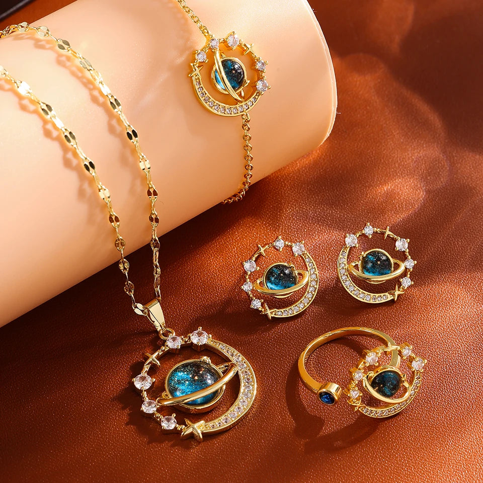 Collier Constellation Luxe – Planète et Lune