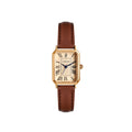 Montre Femme Élégance Absolue – Cadran Doré & Bracelet Cuir Noir