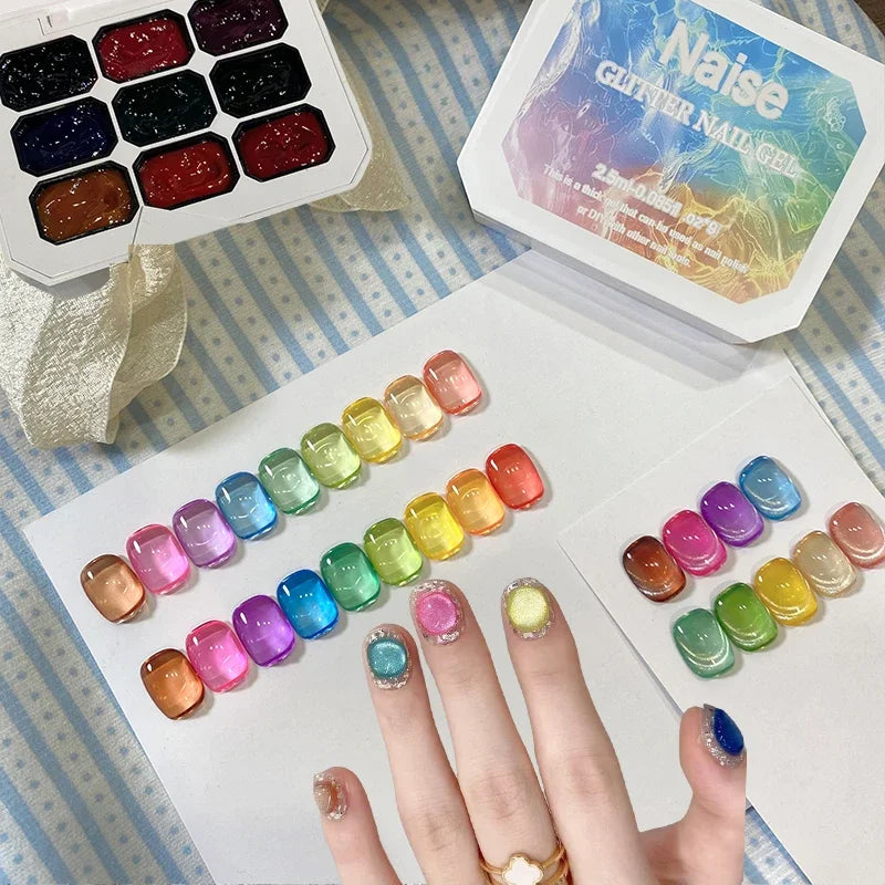 Palette de Gel UV Premium 9 Couleurs – Dégradés Haute Pigmentation pour une Manucure Française Professionnelle