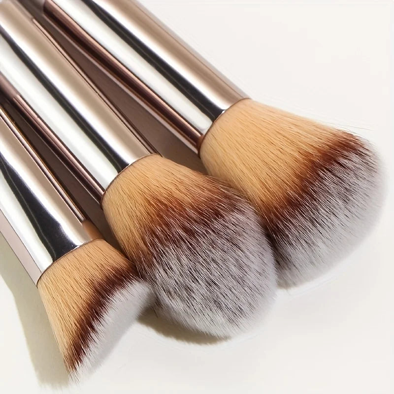 Coffret de 10 Pinceaux de Maquillage Professionnels – Fond de Teint, Poudre, Blush, Correcteur & Fards à Paupières