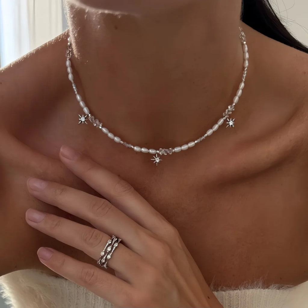 Collier Étoile de Perles – Élégance Argentée