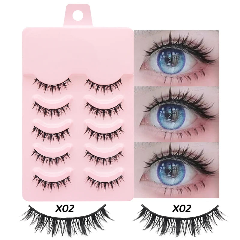 Faux Cils Naturels Réutilisables - Lot de 5 Paires