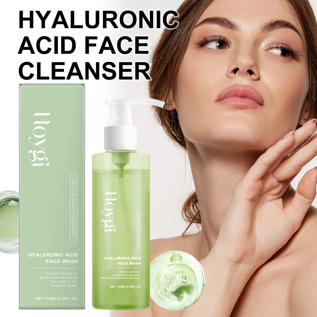 Démaquillant Visage à l’Acide Hyaluronique – Nettoyage Profond & Hydratation