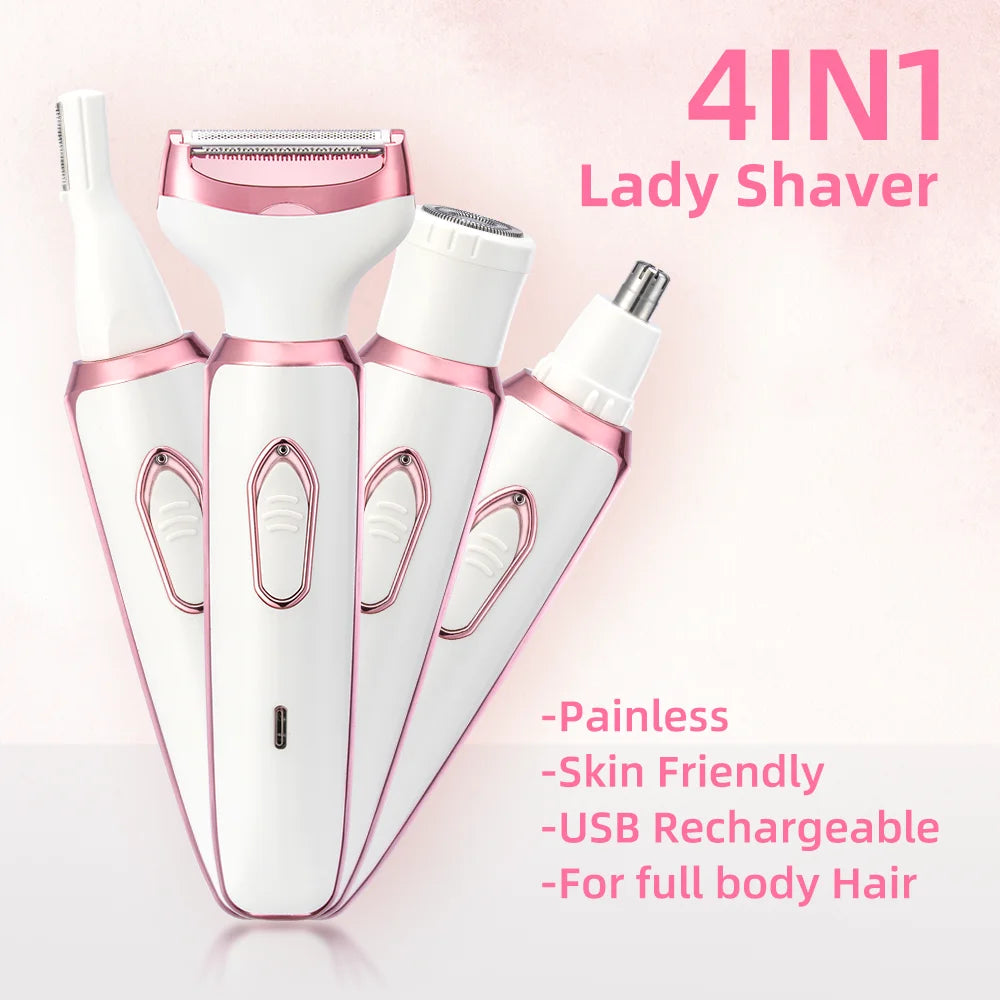 🪒 AquaSilk Elite™ | Rasoir Électrique 4-en-1 Rechargeable – Visage, Corps, Jambes, Aisselles & Maillot ✨💧