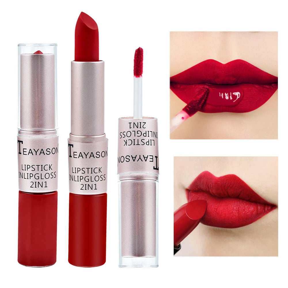 Rouge à Lèvres Velours Mat Premium – Longue Tenue 2-en-1 💄