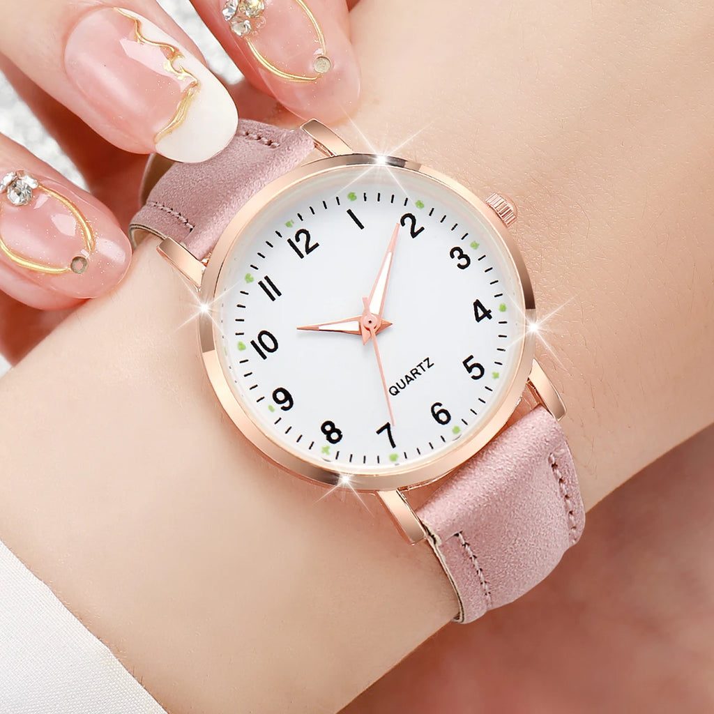 Montre Femme Tendance Décontractée – Bracelet en Cuir, Mouvement Quartz
