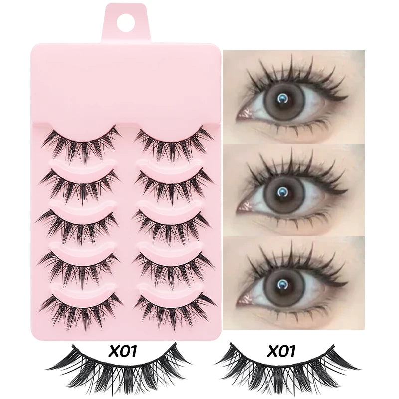 Faux Cils Naturels Réutilisables - Lot de 5 Paires