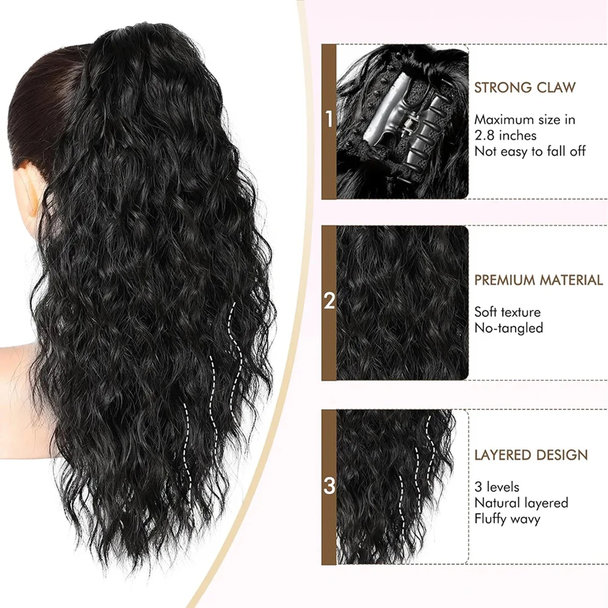 ✨ Queue de Cheval Ondulée de Luxe – Volume Instantané
