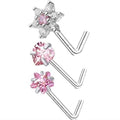Collection Élégance™ – Lot de 3 Piercings de Nez L-Shape en Acier Inoxydable