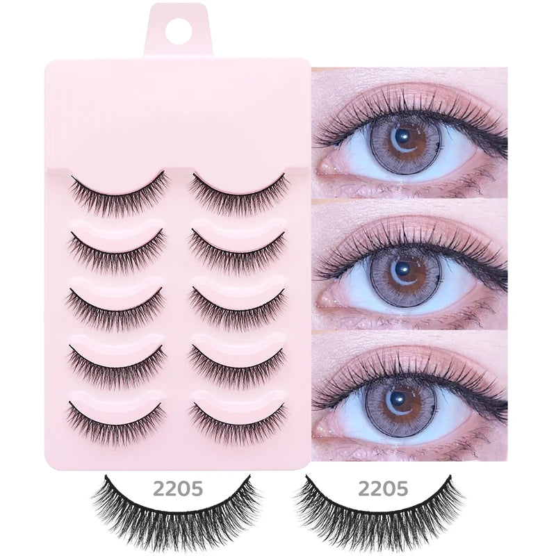 Faux Cils Naturels Réutilisables - Lot de 5 Paires