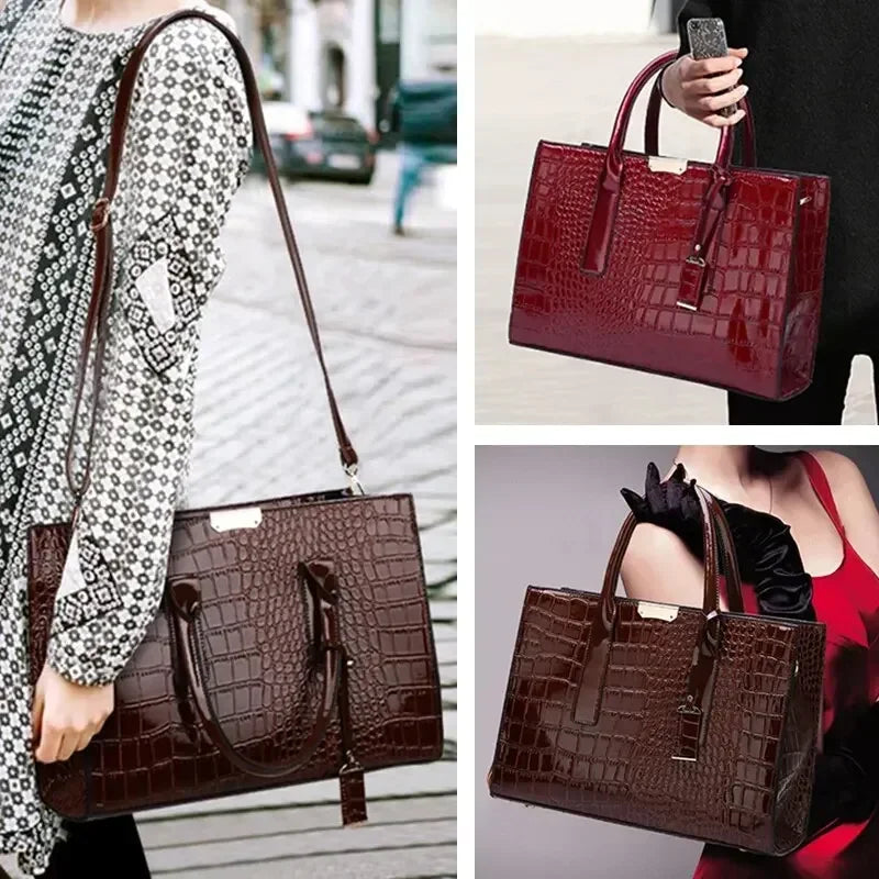 Sac Héritage™ – Grand Sac à Main Effet Crocodile pour Femme