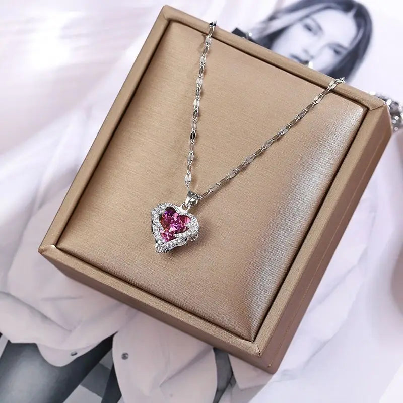 Collier Élégance Cœur – Cristal Multicolore Doré