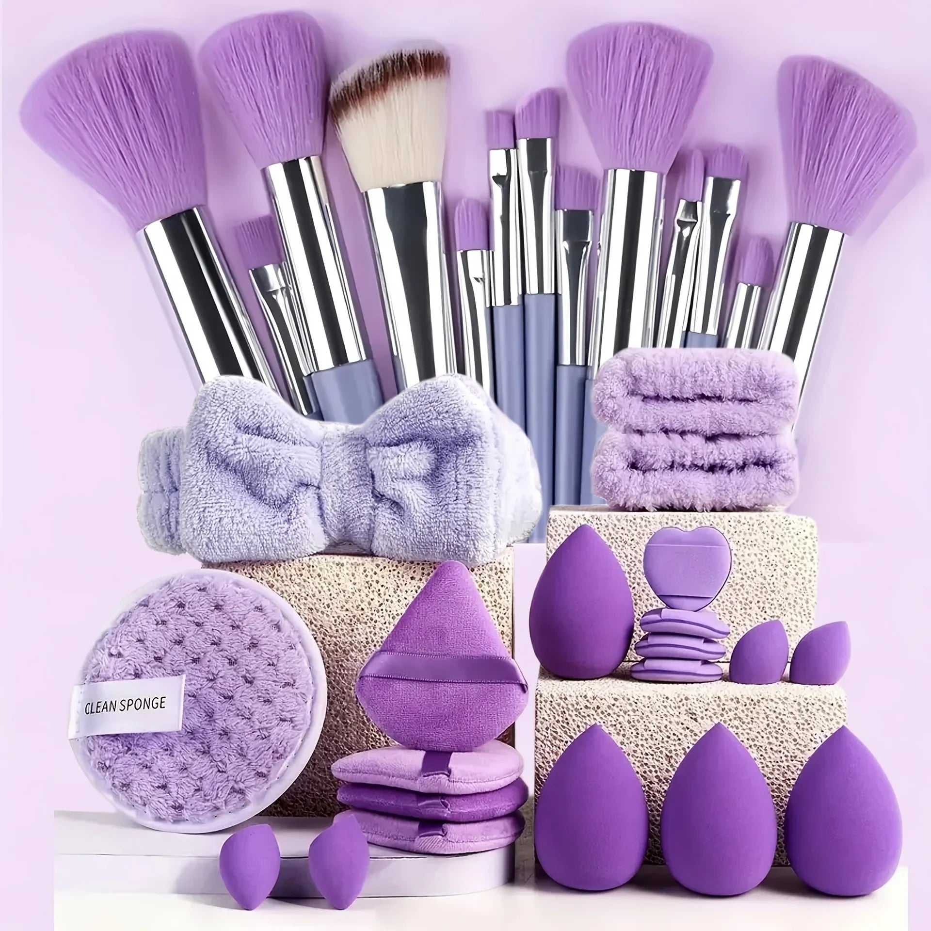 ✨ Coffret Luxe de Maquillage 33 Pièces – Kit Professionnel Complet avec Pinceaux, Éponges Blender & Accessoires Premium