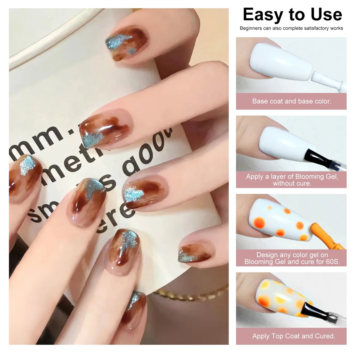 💅 Gel Blooming Premium – Effet Marbre Professionnel & Nail Art Créatif
