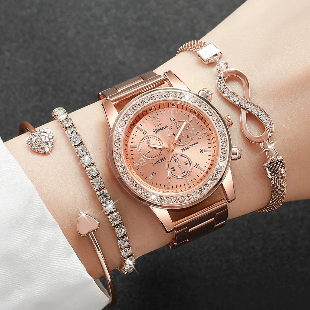Montre Femme Éclat Majestueux Signature – Acier & Cristaux