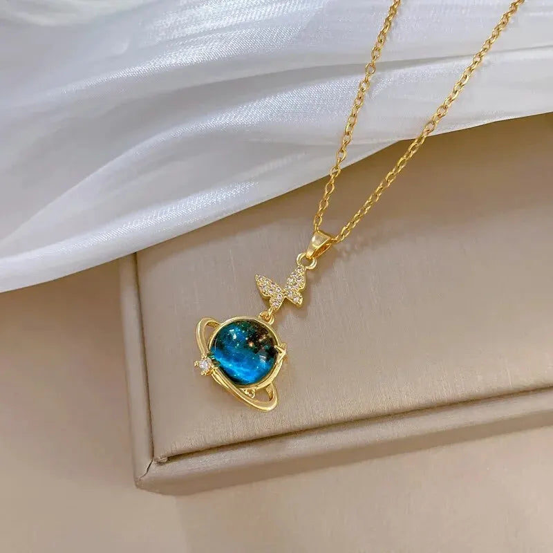 Collier Constellation Luxe – Planète et Lune