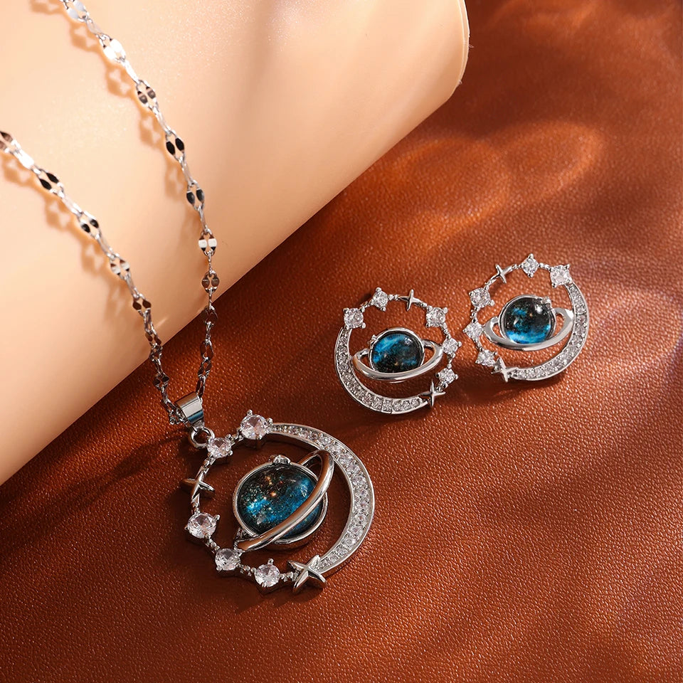 Collier Constellation Luxe – Planète et Lune
