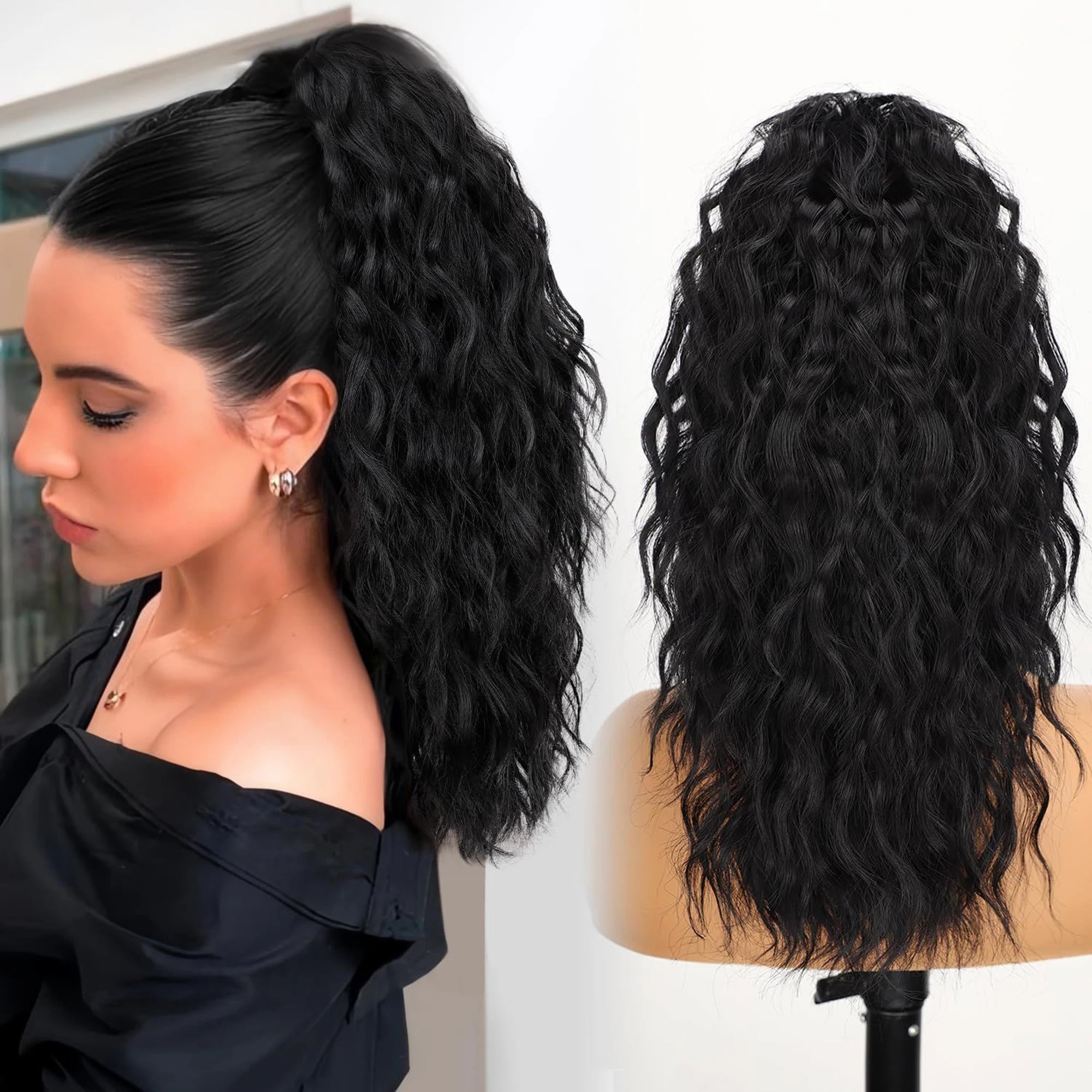 ✨ Queue de Cheval Ondulée de Luxe – Volume Instantané