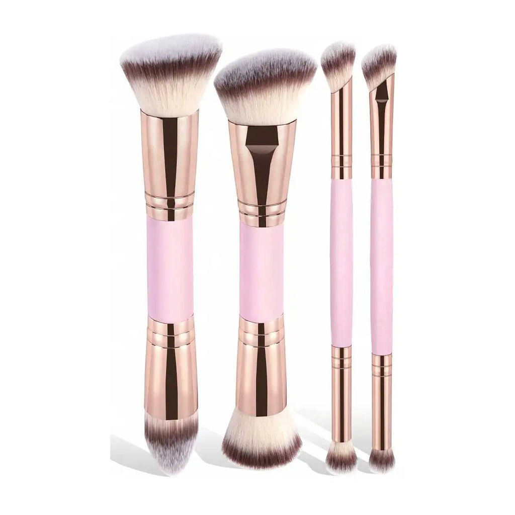✨ Coffret Luxe de 4 Pinceaux de Maquillage Professionnels – Double Embout & Étui Premium