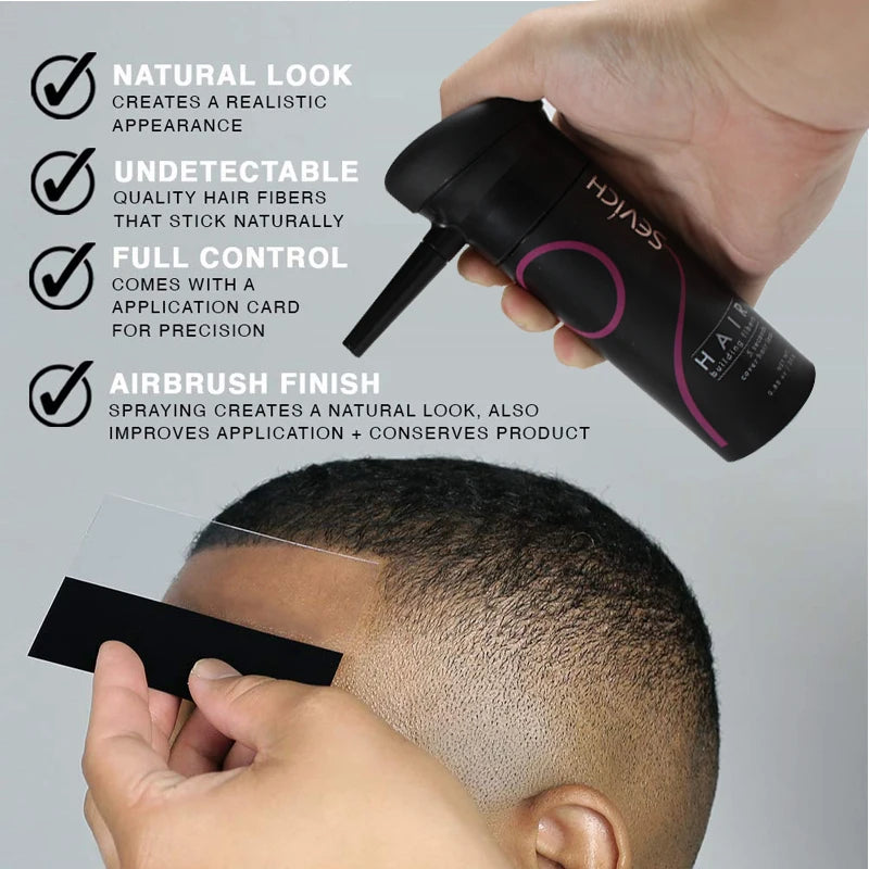 Poudre de Fibres Capillaires SEVICH à la Kératine – Effet Cheveux Plus Denses, Camoufle les Zones Clairsemées et la Perte de Cheveux