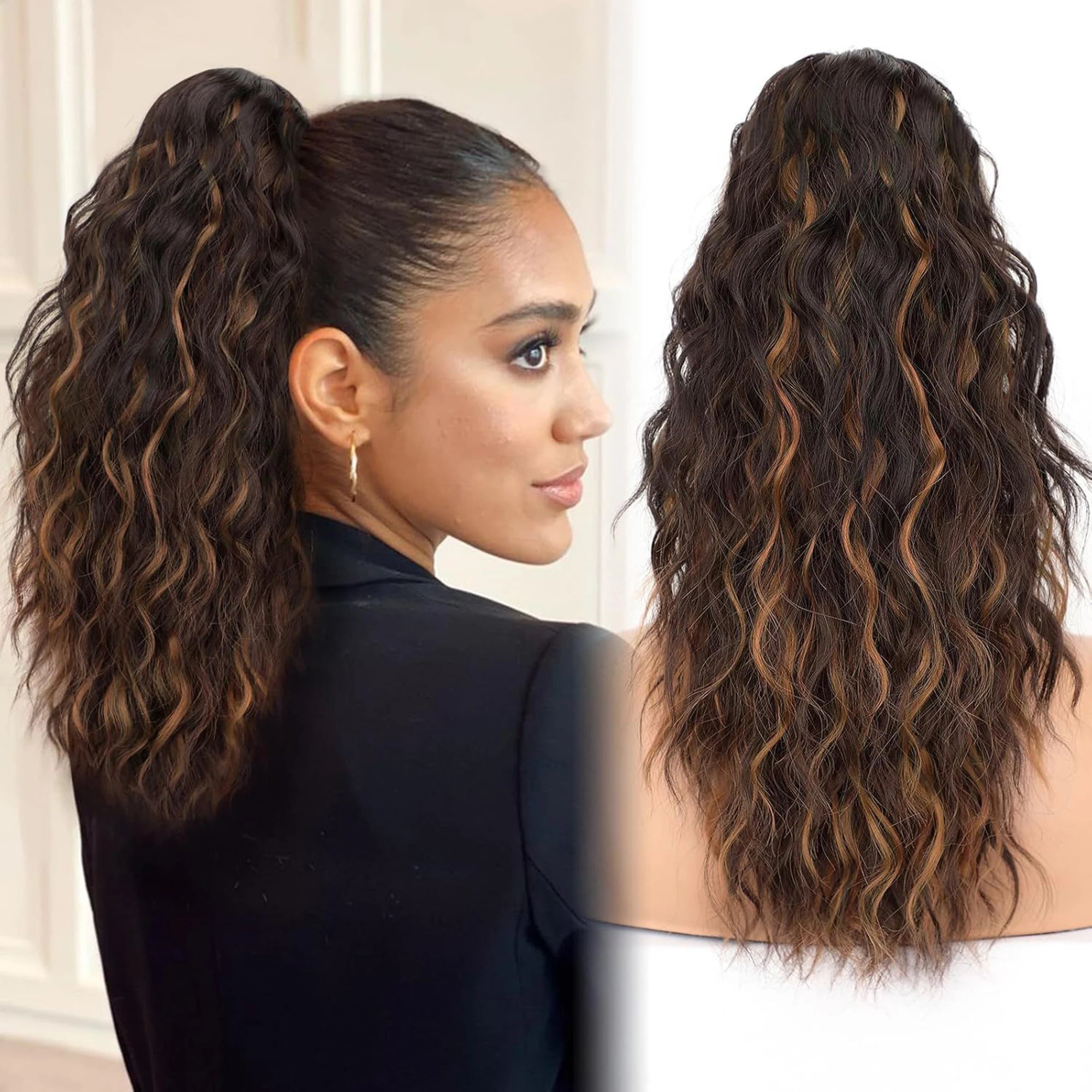 ✨ Queue de Cheval Ondulée de Luxe – Volume Instantané