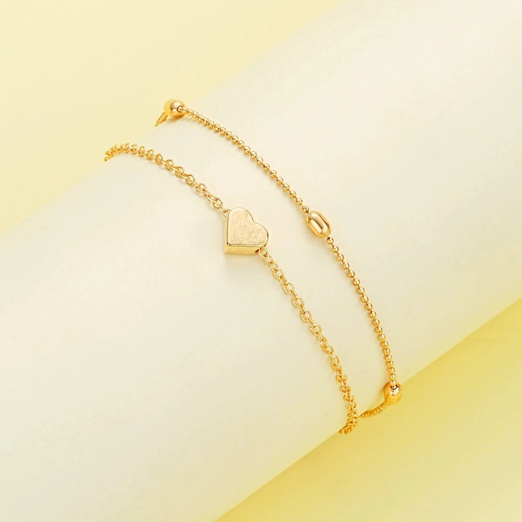 Parure Élégance Royale – Collier & Bracelet Cœur Perlé