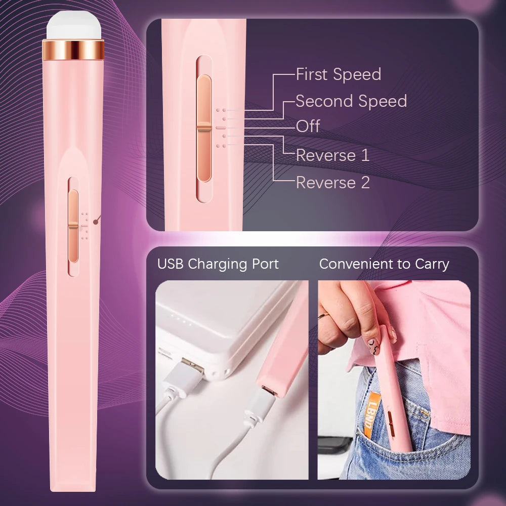 Set de Manucure et Pédicure Portable Électrique – 4 Vitesses Réglables, Kit de Soin des Ongles Rechargeable pour Exfolier et Polir les Ongles