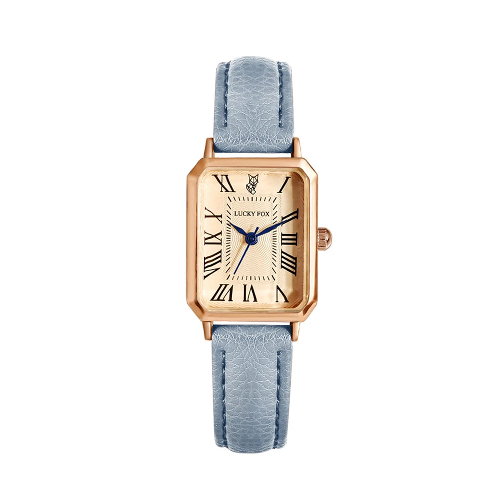 Montre Femme Élégance Absolue – Cadran Doré & Bracelet Cuir Noir