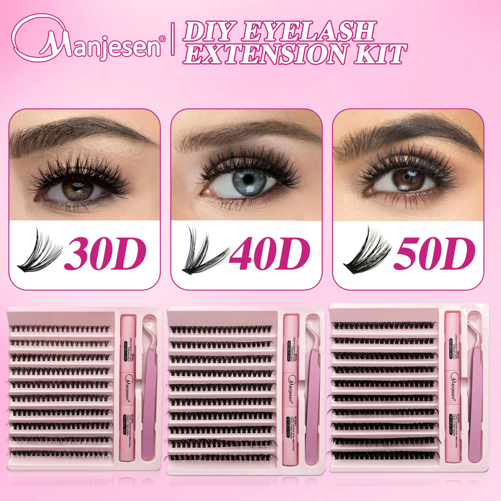Kit Extensions de Cils DIY Professionnel – Waterproof, Tenue Longue Durée avec Pinceaux & Adhésif