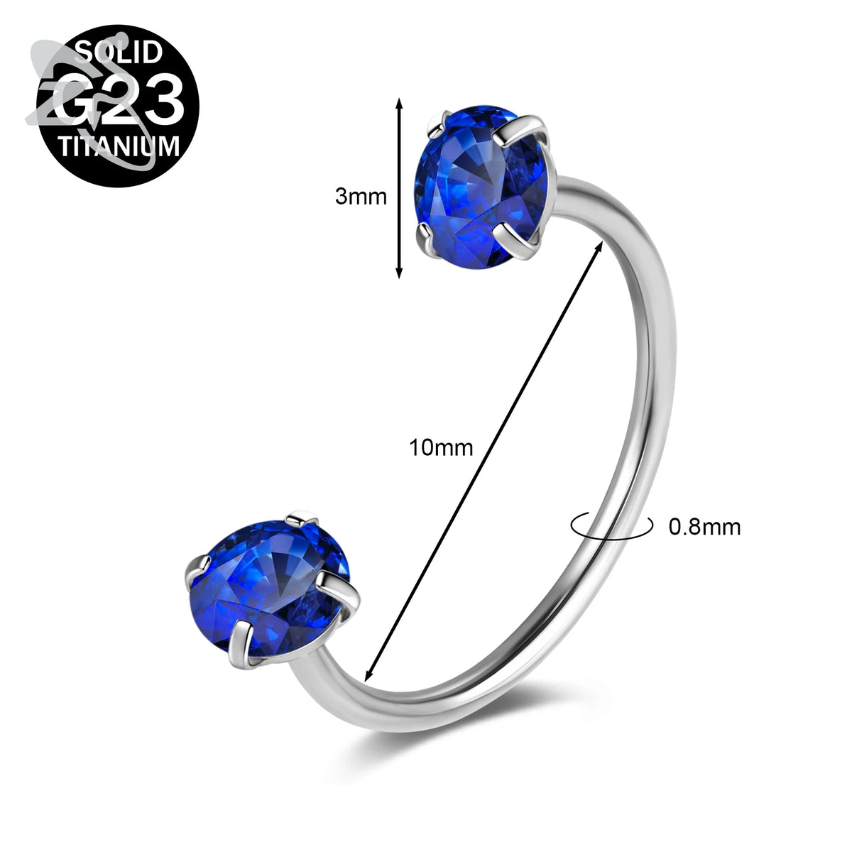 Collection Prestige™ – Piercing Fer à Cheval en Titane G23 avec Cristaux CZ Colorés