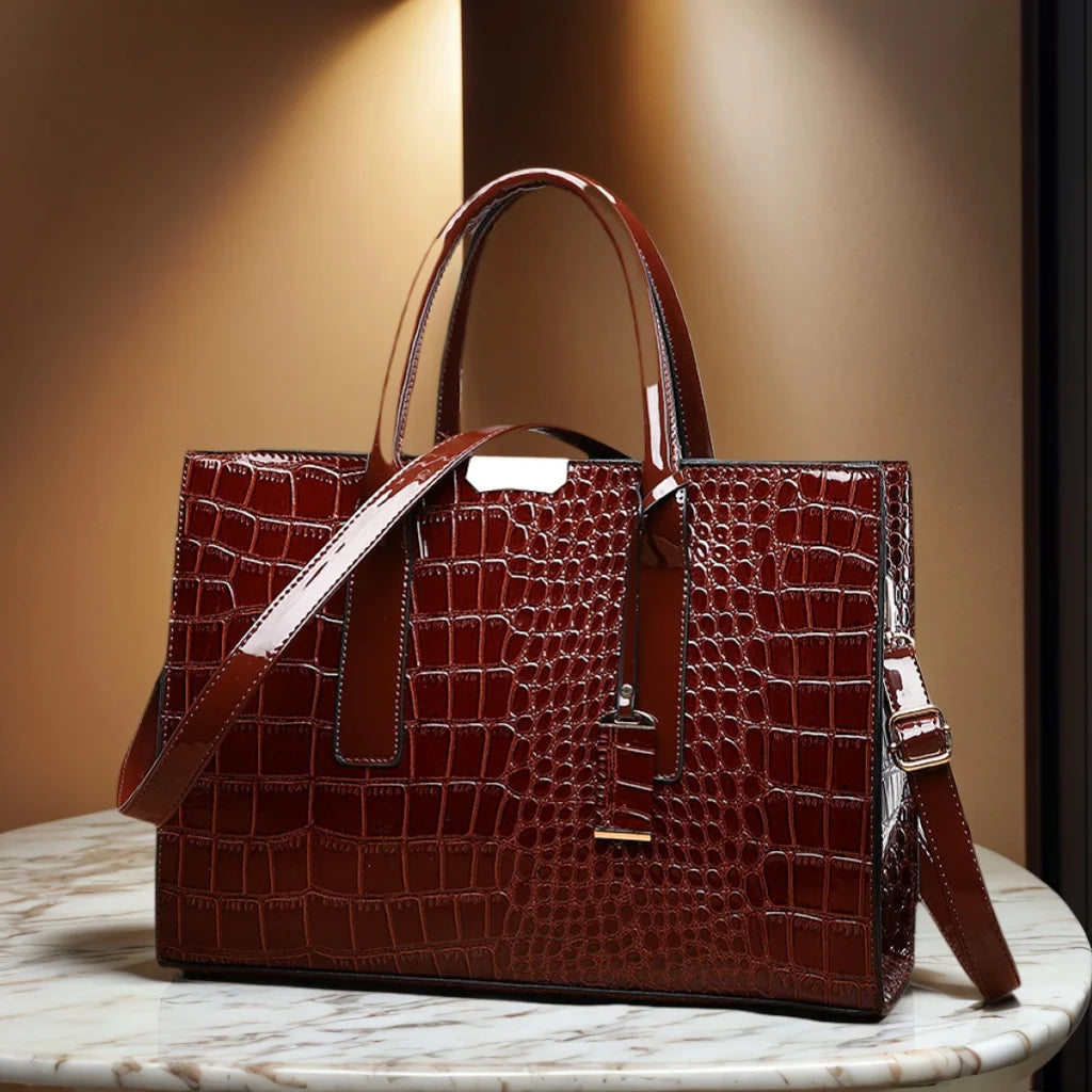 Sac Héritage™ – Grand Sac à Main Effet Crocodile pour Femme