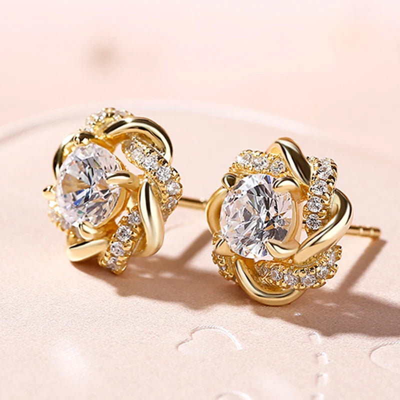 Éclat Royal™ – Boucles d’Oreilles Florales Dorées