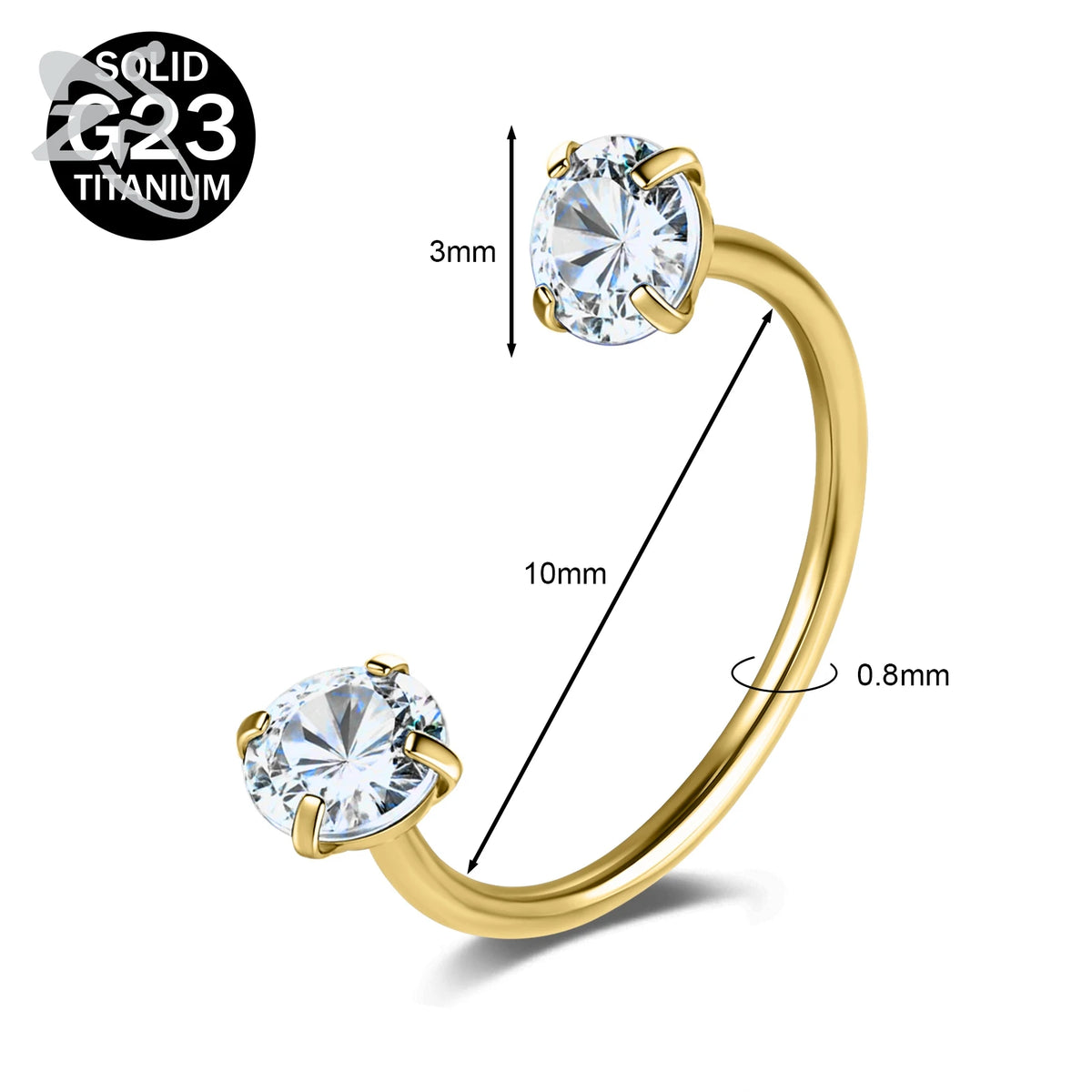 Collection Prestige™ – Piercing Fer à Cheval en Titane G23 avec Cristaux CZ Colorés