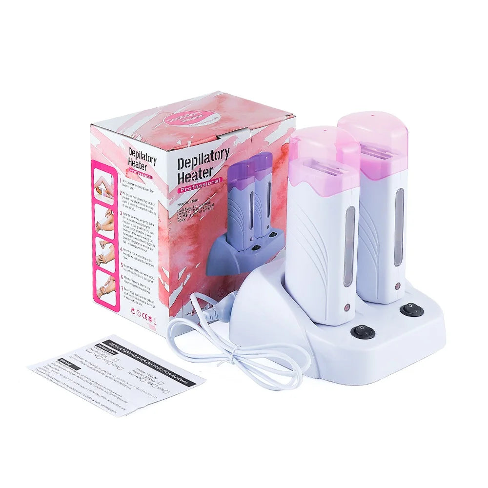 AquaRoll Pro™ | Chauffe-Cire Double Professionnel 40W – Épilation Rapide, Précise & Résultat Institut à Domicile ✨