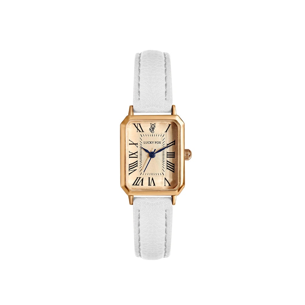 Montre Femme Élégance Absolue – Cadran Doré & Bracelet Cuir Noir