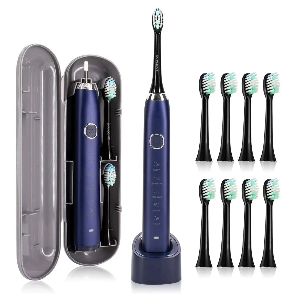 ✨ Brosse à Dents Électrique Sonique Professionnelle – Nettoyage Profond & Blancheur Éclatante | Rechargeable | 8 Têtes Incluses