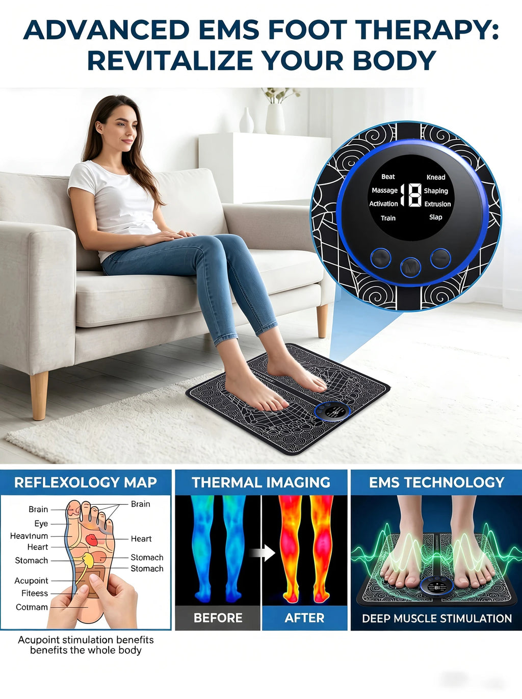 Supreme Sole™ – Tapis de Massage EMS Haut de Gamme